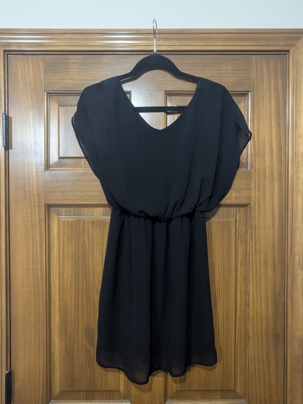 Lush Black Short Chiffon Mini Dress